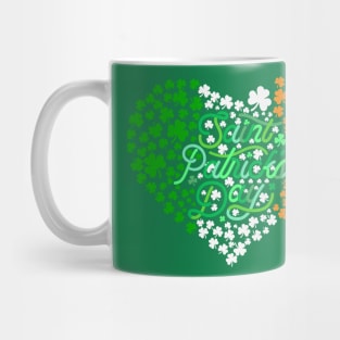 Happy St. Patrick's Day with Shamrock Heart in Irish Flag Colors Mug